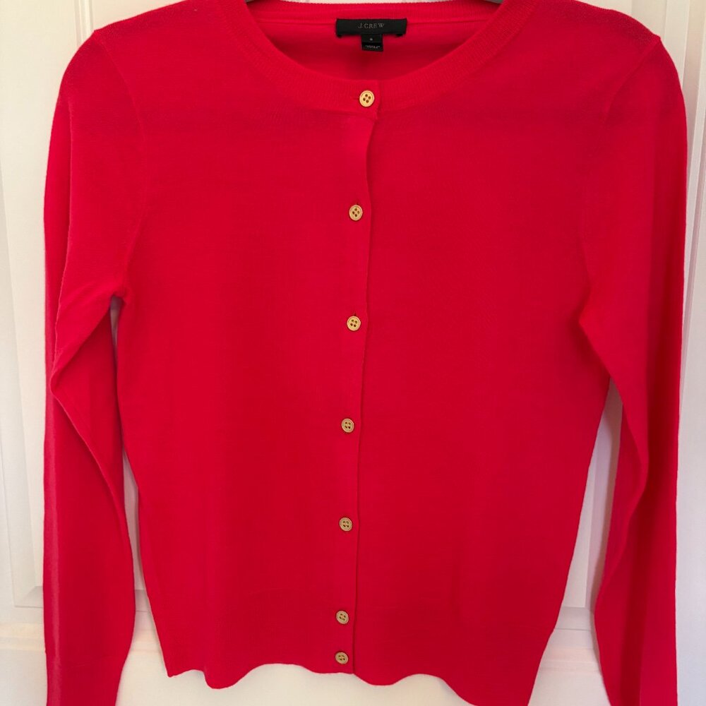 J. Crew Rich Pinky Salmon Front Button Lady Cardigan Small